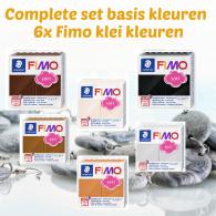 FIMO Soft Basiskleuren Set Bruin-Grijs-Huid - 6x 56g Polymeerklei - #67820