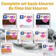 Fimo Soft Klei Bruin, Zwart, Grijs, Huidskleur Set - Polymeerklei - #603160