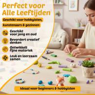 Fimo Soft Klei Bruin, Zwart, Grijs, Huidskleur Set - Polymeerklei - #603160